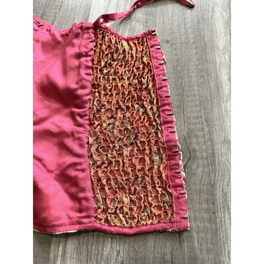 Betsy Johnson Strapless Brocade Butterfly Pink Velvet Sweetheart Corset Size 6 - Picture 13 of 16